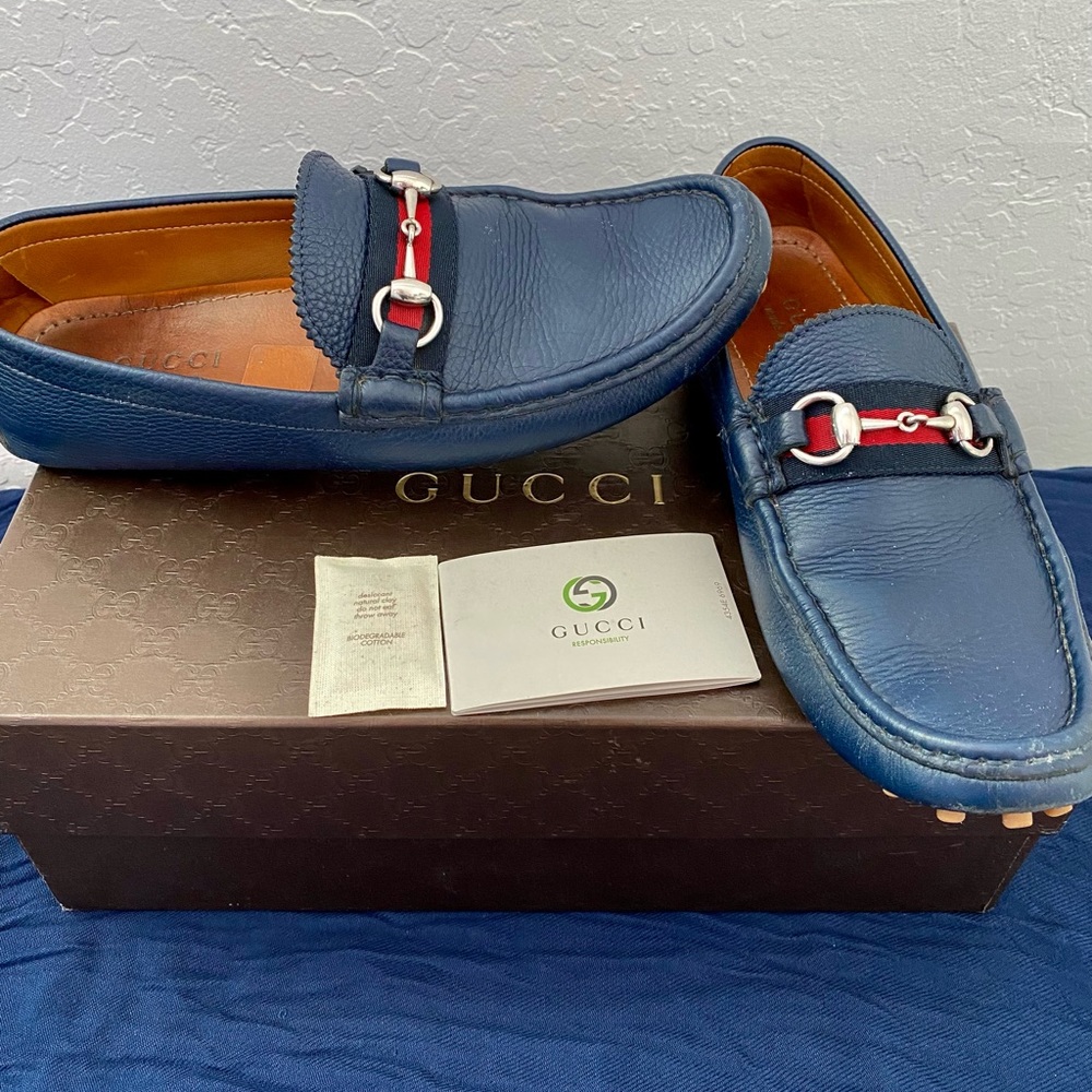 Gucci, Navy Blue Men Shoes